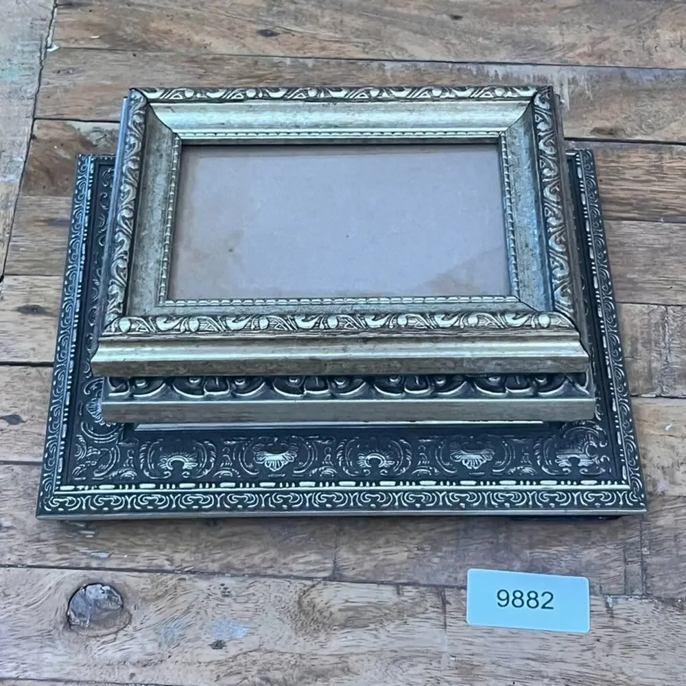 Ornate Pewter Picture Frames Set Of 3 Different Sizes